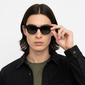 New Mr. Leight JANE S Lava Oval Sunglasses ML2047-48-BK-PW/LAVA ML2047 BK-PW/LAV